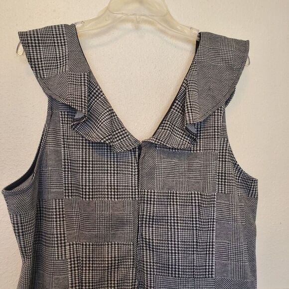 Paper Doll Herringbone Patch Sleeveless Zip Back Ruffle Neck Dress Womens Sz 3X - Picture 10 of 16
